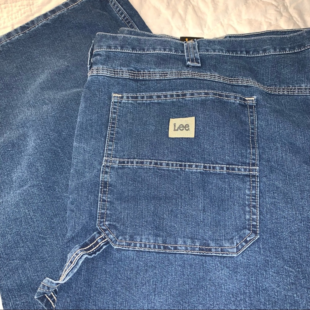 Big Men’s 60 x 30 LEE CARPENTER LOOSE FIT STRAIGHT LEG Original Blue Stone Jeans - Picture 5 of 10